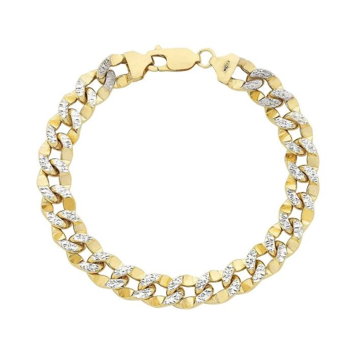675mm DiamondCut SemiSolid Curb Chain Bracelet in 14K TwoTone Gold  8   Peoples Jewellers